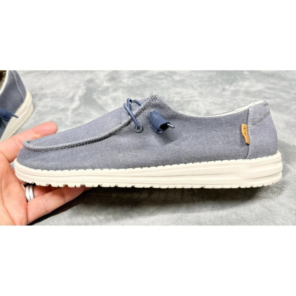 Hey Dude Wendy Chambray Shoes Womens 9 Gray Slip On Casual Loafer